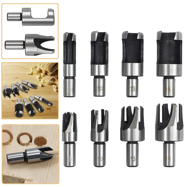 8-Pack Wood Hole Plug Cutter Set, High Carbon Steel Cutting Tools for Woodworking Hole Saw Cutting 6MM 10MM 13MM 16MM