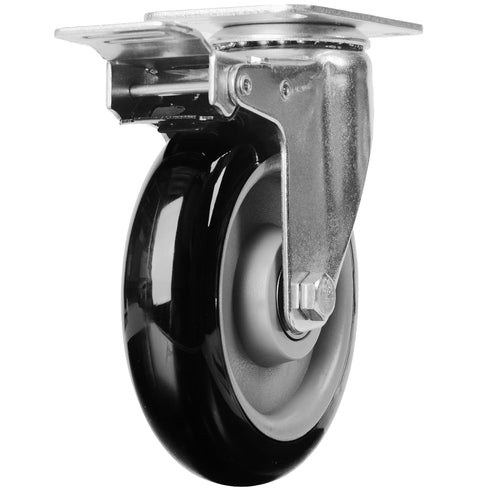 Finnhomy 5 Inch Heavy Duty Caster Wheels Set of 4 Plate Swivel Casters with Brake PU Wheels for Furniture/Workbench