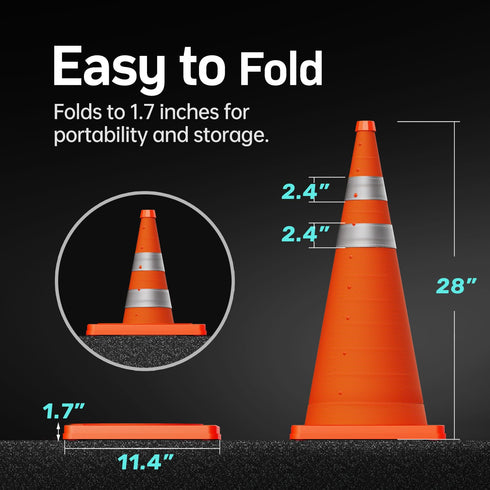 BATTIFE 28'' Collapsible Traffic Safety Cone, Multi-Purpose Pop-up Cone for Road Parking Practice