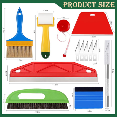 WRAPXPERT Wallpaper Smoothing Tools Kit with Squeegee, Seam Roller, and Brush for Wallpaper Hanging