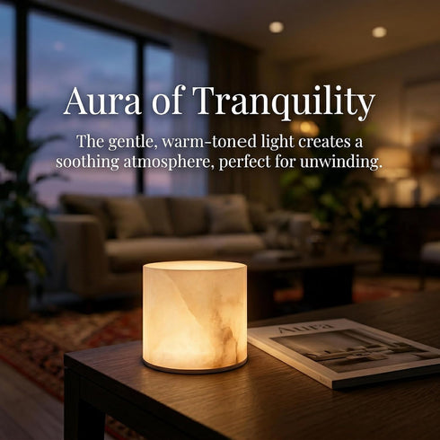3 Aimery Natural Spanish Marble Night Light, Tap Control LED Stone Lamp, Color Changing Warm Neutral White Light