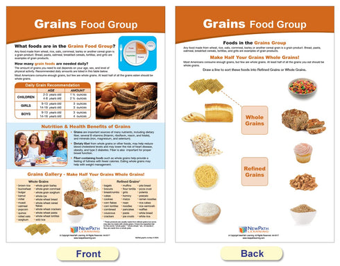 NewPath Learning MyPlate Food Groups Bulletin Board Charts, Set of 8, Laminated, Double-Sided, 12" x 18"