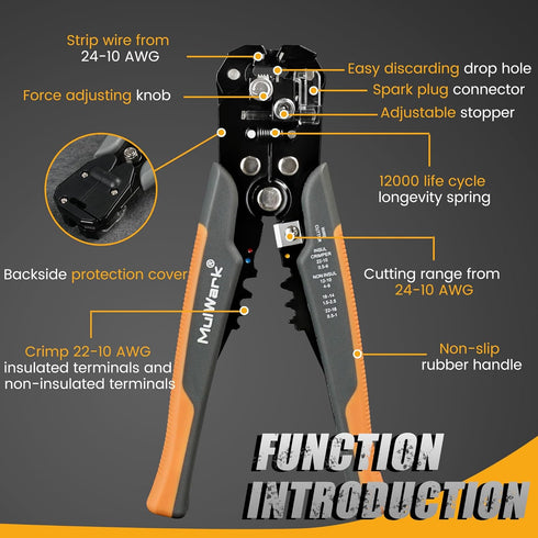 3-In-1 Multi Self Adjusting Wire Stripper/Cutter/Crimper - 8-Inch Universal Tool for Stripping, Cutting, Crimping 10