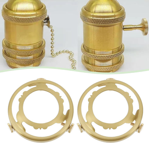 YINETTECH 2Pcs 60mm Brass Light Shade Gallery Lamp Holder with Secure Screw Fittings for Pendant Lights, Custom