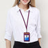 ELV PU Leather ID Badge Holder with Zipper, 5 Card Slots, RFID Blocking Pocket, 20 inch Neck Lanyard, Purple