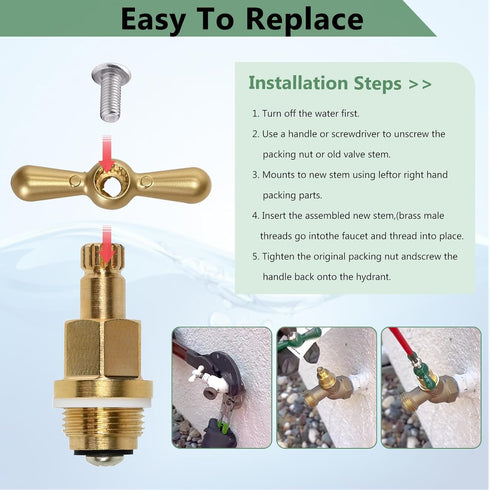 setPK1100 A Premium Brass Globe Valve Stem & Bonnet for Arrowhead Hose Bibs, Boiler Drains & Sill Faucets - Durable