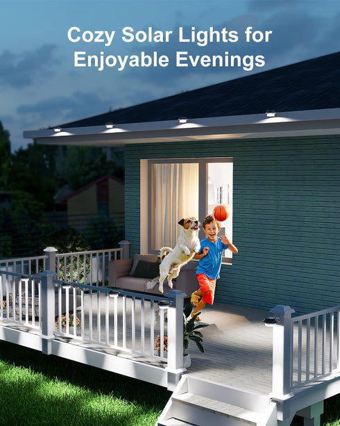 4 Pack White Solar Powered Gutter Lights Outdoor Decorative Waterproof Led Fence Lamp for Lighting Railing, Outside