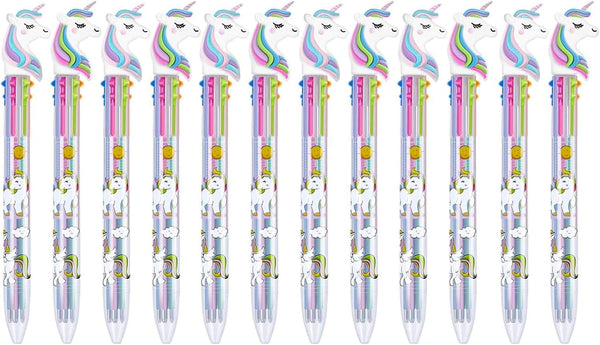 Tbestmax 12 Multicolor Ballpoint Pen Retractable Gel Pen Unicorn Shuttle Pens Set for Office Gifts