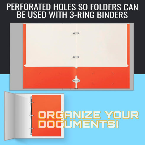 Better Office Products Two Pocket Portfolio Folders, 50-Pack, Orange, Letter Size