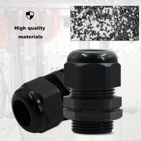 12 Pcs 3/4" Black NPT Cable Glands, IP68 Waterproof Connectors for Electrical Box, Nylon Cord Grip