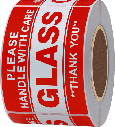 HYBSK 2x3 inch Handle with Care Thank You Glass Stickers, Adhesive Label, 300 Per Roll