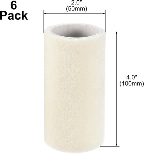 uxcell Paint Roller Cover 4 Inch x 3/16" Nap Mini Wool Brush for Household Painting, 6Pcs