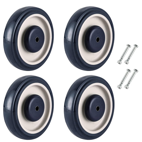 MYFULLY 5" Shopping Cart Replacement Wheels Kit, Polyurethane Stepped and Full Tread