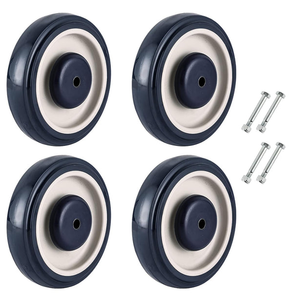 MYFULLY 5" Shopping Cart Replacement Wheels Kit, Polyurethane Stepped and Full Tread