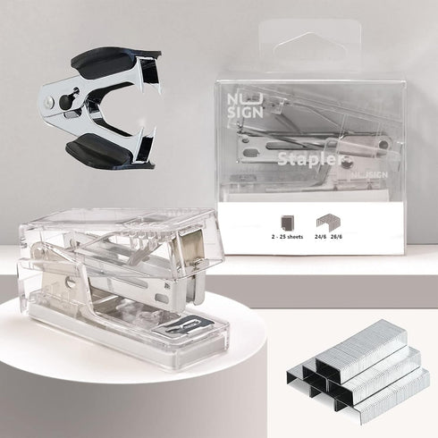 Mini Stapler with Staples, Small Transparent Stapler, 25 Sheet Capacity, Includes 640 Staples, Easy to Carry