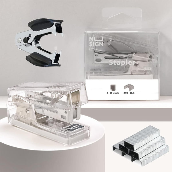 Mini Stapler with Staples, Small Transparent Stapler, 25 Sheet Capacity, Includes 640 Staples, Easy to Carry