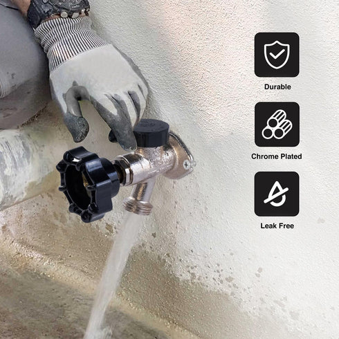 6 Inch 1/2" 3/4" Midline Valve Frost-Free Anti-Siphon Sillcock with Vacuum Breaker Chrome-Plated Brass, Lead-Free