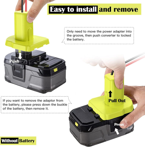 2 Packs Power Wheel Adapter for Ryobi 18V Battery, Conversion Kit with Fuses & 12AWG Wire for DIY RC Toys