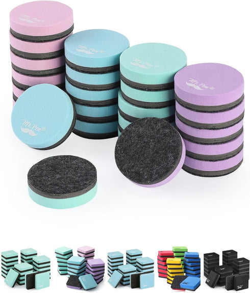Mr. Pen- Mini Magnetic Dry Erase Eraser, 24 Pack, Pastel Colors, Round for Whiteboard, Board, Ideal for Classroom