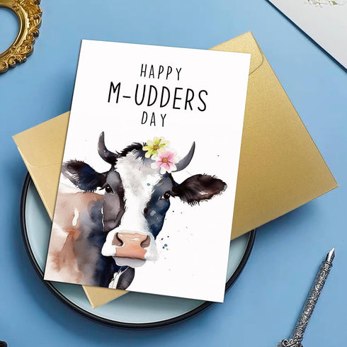 Oamiolek Funny Mother's Day Card for Her, Cute Dairy Cow Mother's Day Card, Punny Mothers Day Card Gift for Mom Sister