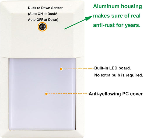 3000K, 12W 1000 Finish,1-Pack, LIT-PaTH Outdoor LED Wall Lantern, Dusk to Dawn Wall Sconce for Porch Lighting Fixture
