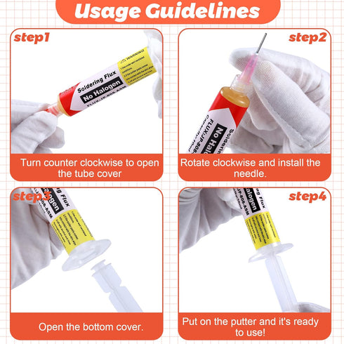 Treela 4 Set 8341 No Clean Solder Flux Paste, 10cc Tacky Soldering Flux with Pneumatic Dispenser