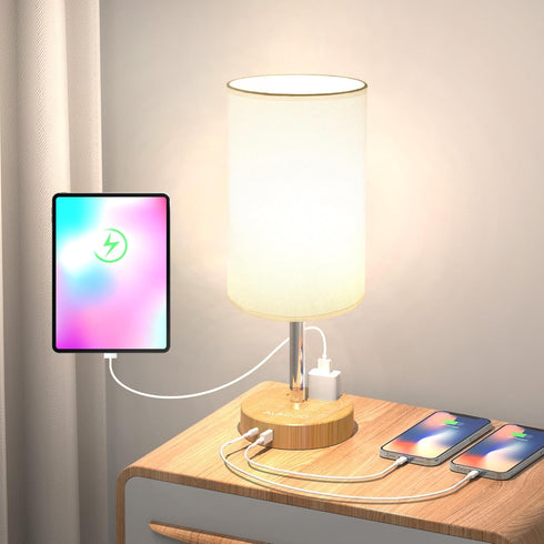 ALACOO Small Bedside Table Lamp for Bedroom - 3 Way Dimmable Touch Lamp