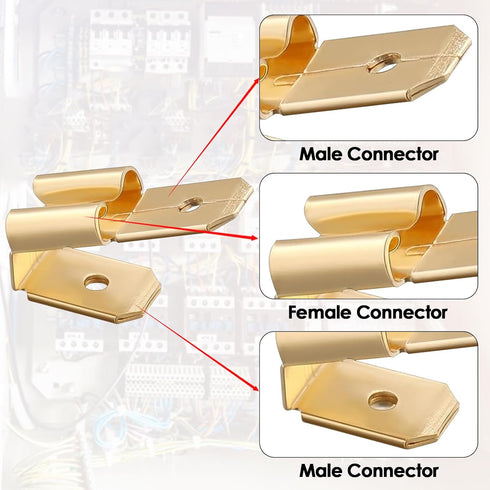 Sumnacon Piggyback Spade Connectors, 60 Pcs Quick Disconnect Double Male Female Adapter for Automotive