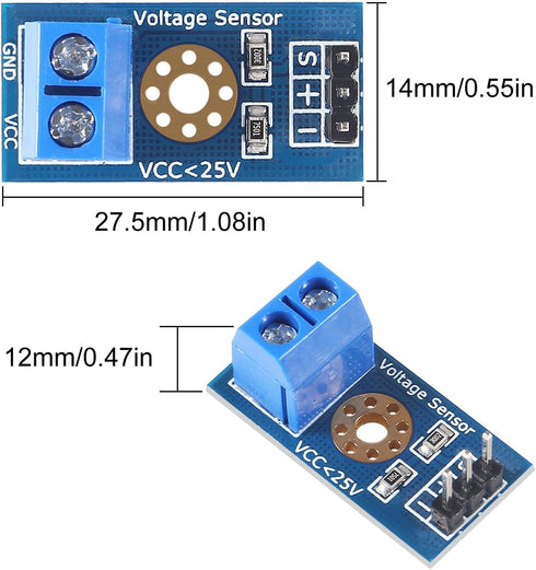 3pcs ACS712 Hall Effect Current Sensor Module 30A Range + 3pcs DC0-25V Voltage Tester Module for Arduino Raspberry Pi