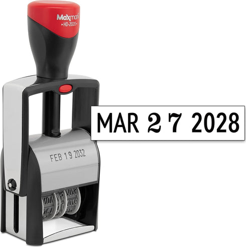 MaxMark Heavy Duty Date Stamp with Exclusive 12-Year Band, Large Date Size - Black Ink