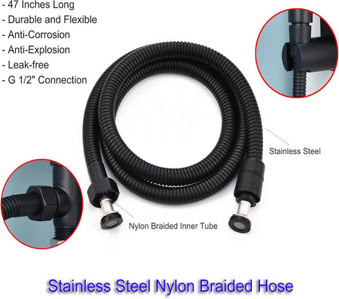 Senhozi Matte Black Toilet Bidet Sprayer, Sprayer Attachment with Stainless Steel Hose for Personal Hygiene, Handheld