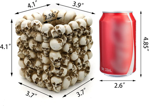 Halloween Decor Skull Pen Holder, Goth Human Skull Makeup Accessory for Desk, Gothic Pencil Cup