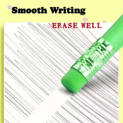 Funny Triangle Pencils #2 Green Pre Sharpened HB Pencils with Erasers, 12 Pack Triangular Party Favor Pencils