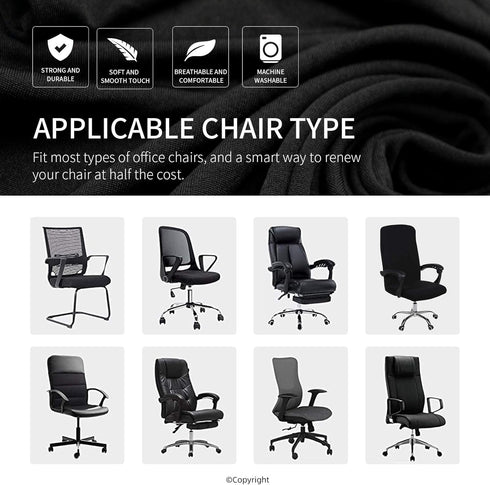 Water Resistant Stretch Office Chair Cover with Durable Zipper, Universal Washable Spandex Slipcovers for Pets