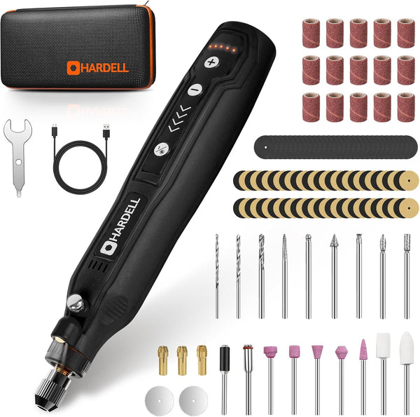 HARDELL Mini Cordless Rotary Tool Kit, 5-Speed and USB Charging with 69