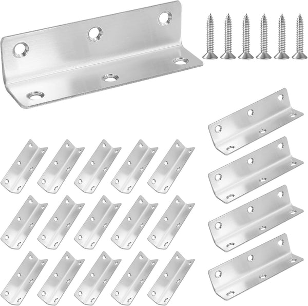 L Bracket, Heavy Duty Corner Brace, 20 Pack 4" Metal Shelf Bracket
