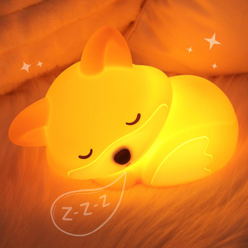 Fox Night Light for Kids, Cute Silicone Lamp with Dimmable 20 Mins