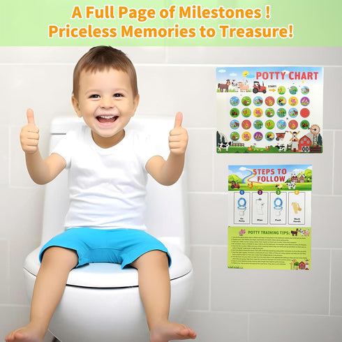 TSBSHum 18-Piece Potty Training Chart,Potty Training Sticker Chart for Boys,Made of Waterproof Paper,Helps Toddler Kids