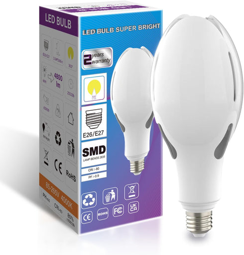 ORALUCE Super Bright LED Light Bulb 40W, ED90 E26 500W Equivalent, 4000K Neutral White 4800LM, 1 Pack