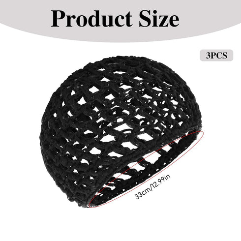 Gjinxi 3-Pack Breathable Nylon Mesh Hair Nets for Women Soft Crochet Snood Cap for Sleeping, Salon, Shower & Food