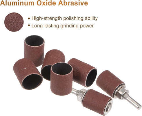 uxcell 30 Pcs 3/4 Inch Sanding Sleeves Sandpaper Set 240 Grit with 2 Pcs Drum Mandrels for Rotary Tools
