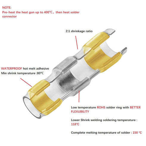 DINGYUAN 65PCS Electrical Connectors Kit, Waterproof Insulated Heat Shrink Wire Connectors for Automotive Marine Truck
