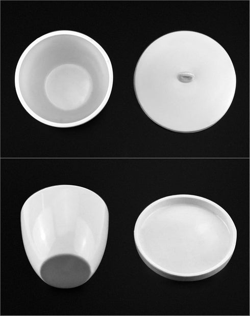 QWORK Lab Porcelain Crucible with Lid, 2 Pack, 50ml Capacity, White, for Laboratory School Heating