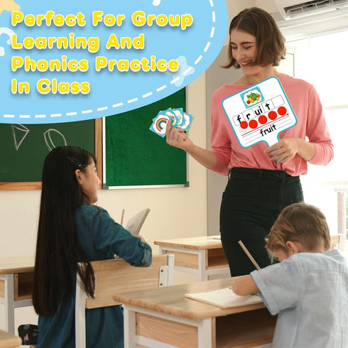 Laffunz Phonemic Awareness Elkonin Boxes Dry Erase Board, Magnetic Letter Tiles Spelling Reading Sound Games for Kids