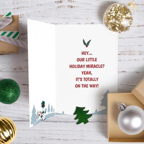 Oamiolek Funny Christmas Pregnancy Announcement Card, Humor Pregnancy Reveal Card for Grandma Grandpa Friends, Special