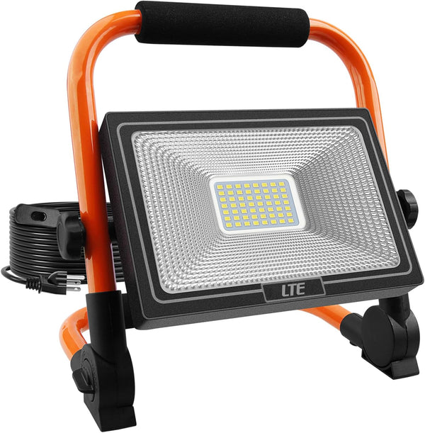 LTE 50W LED Work Light, 4300LM 500W Equivalent Portable Light IP66 Waterproof