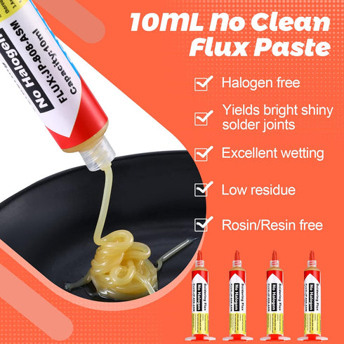 Treela 4 Set 8341 No Clean Solder Flux Paste, 10cc Tacky Soldering Flux with Pneumatic Dispenser