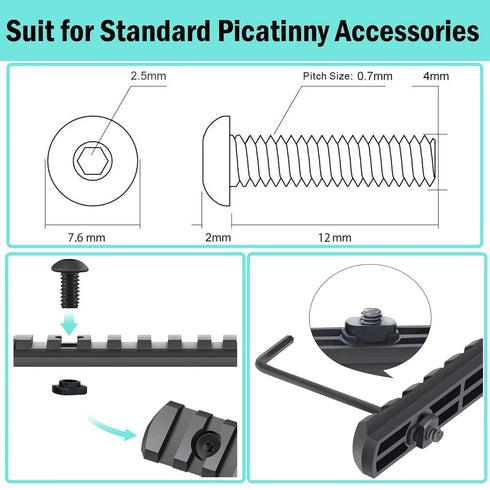 16 Pack M4 T-Nut Metric Camming Screw Replacement Sets, Compatible with Standard Rail Systems
