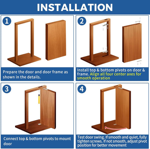 360 TamBee Door Pivot Hinges Heavy Duty Hinges for Wood Doors Degree Shaft Stainless Steel Pivot Hinge System