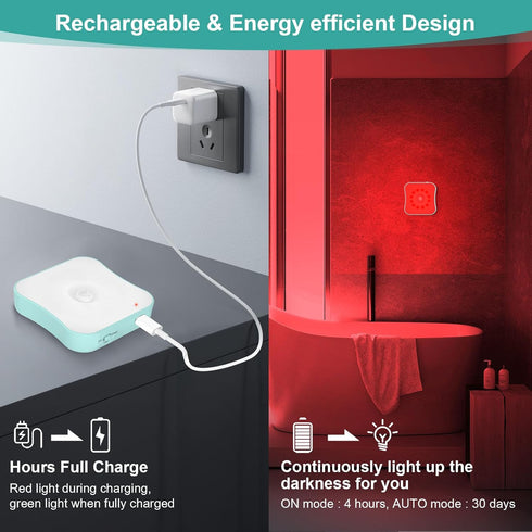ZOCIFINER 670nm 2 Pack Red Light Motion Sensor Night Lights Rechargeable Battery Red Lights Stick On Magnetic Red Light